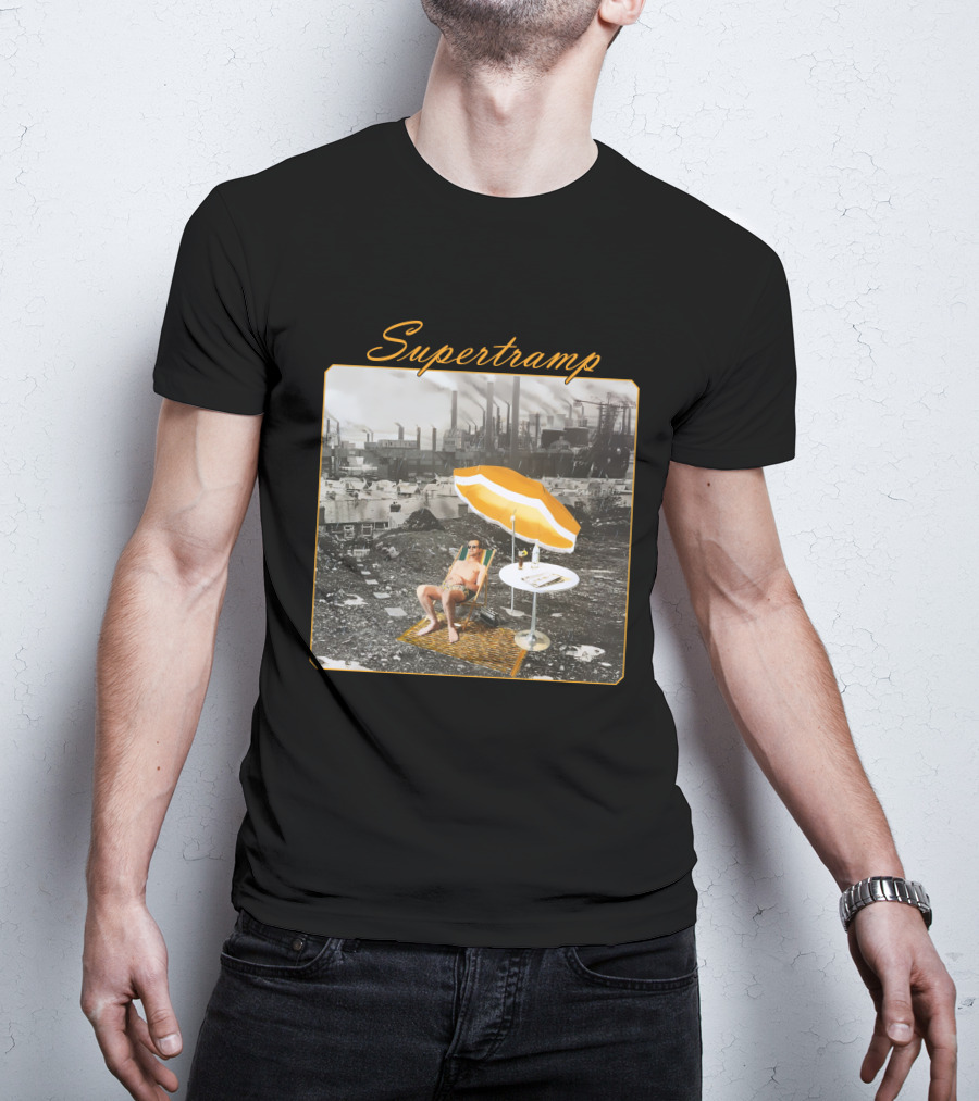 Supertramp Urban Industrial Paradise Imagery With Factory Backdrop And Relaxing Figure T-Shirt