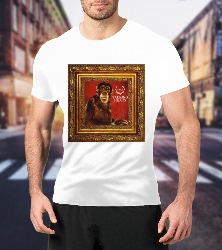 Naked Talking Heads  Chimpanzee Portrait With Crown Wreath Elements T-Shirt