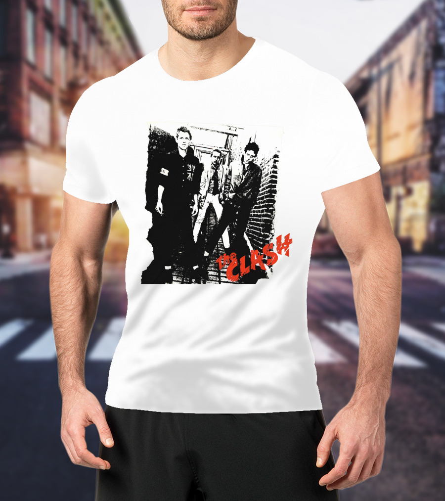 The Clash Punk Band Graphic With Union Jack Patch T-Shirt