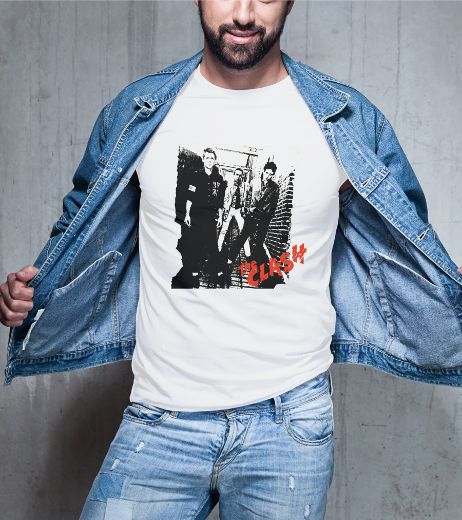 The Clash Punk Band Graphic With Union Jack Patch T-Shirt