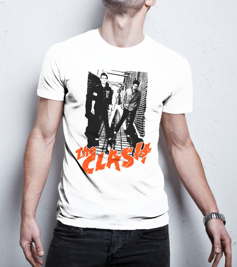 The Clash Band Black And White Alley Photograph With Red T-Shirt