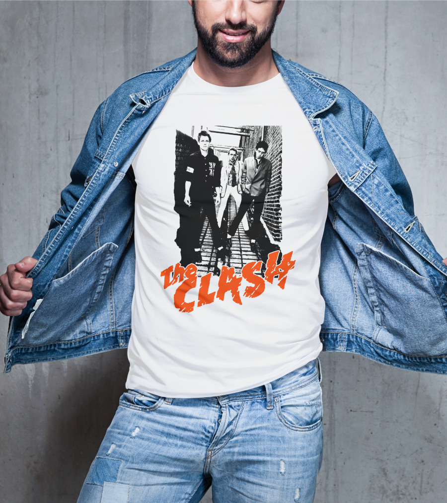 The Clash Band Black And White Alley Photograph With Red T-Shirt