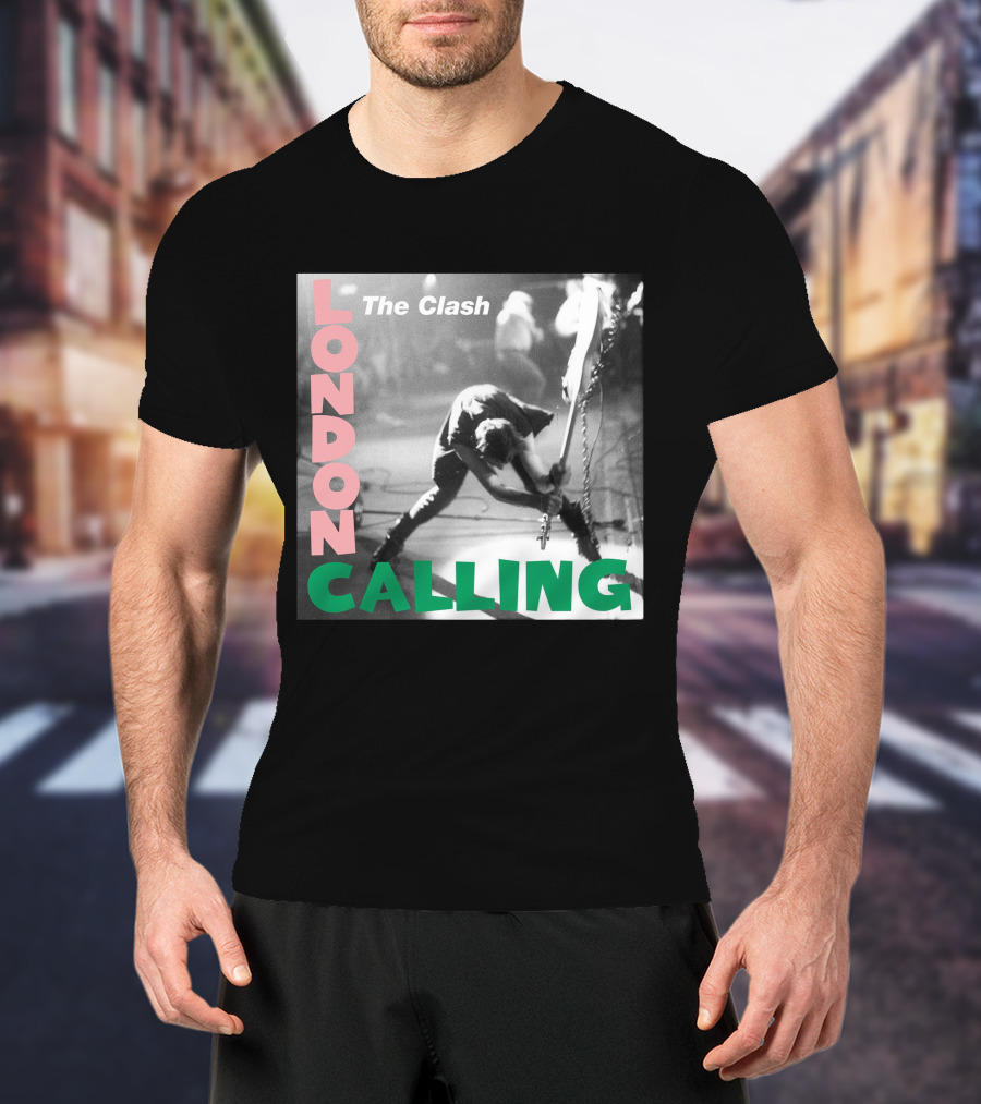 The Clash London Calling Album Cover Black And White Photo Iconic Rock Band T-Shirt