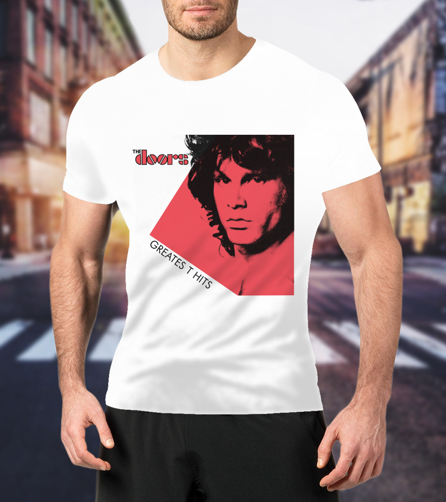 The Doors Greatest Hits Jim Morrison Red And Black T-Shirt