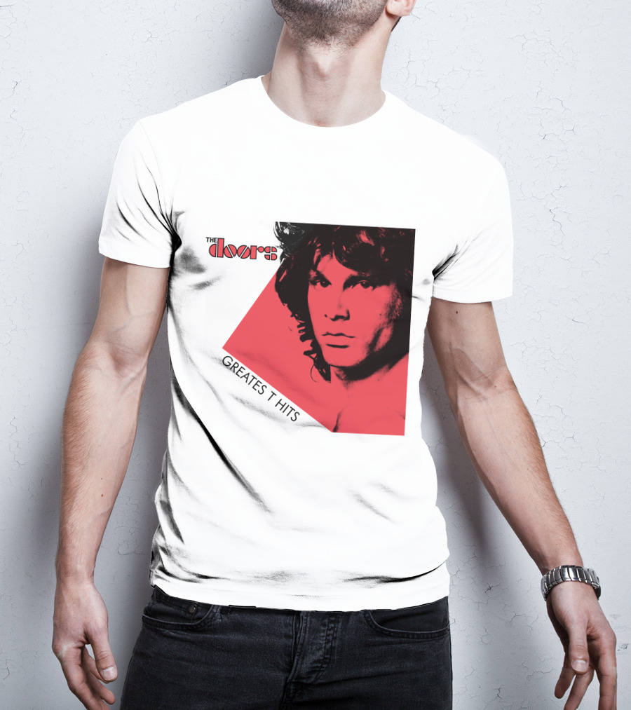 The Doors Greatest Hits Jim Morrison Red And Black T-Shirt