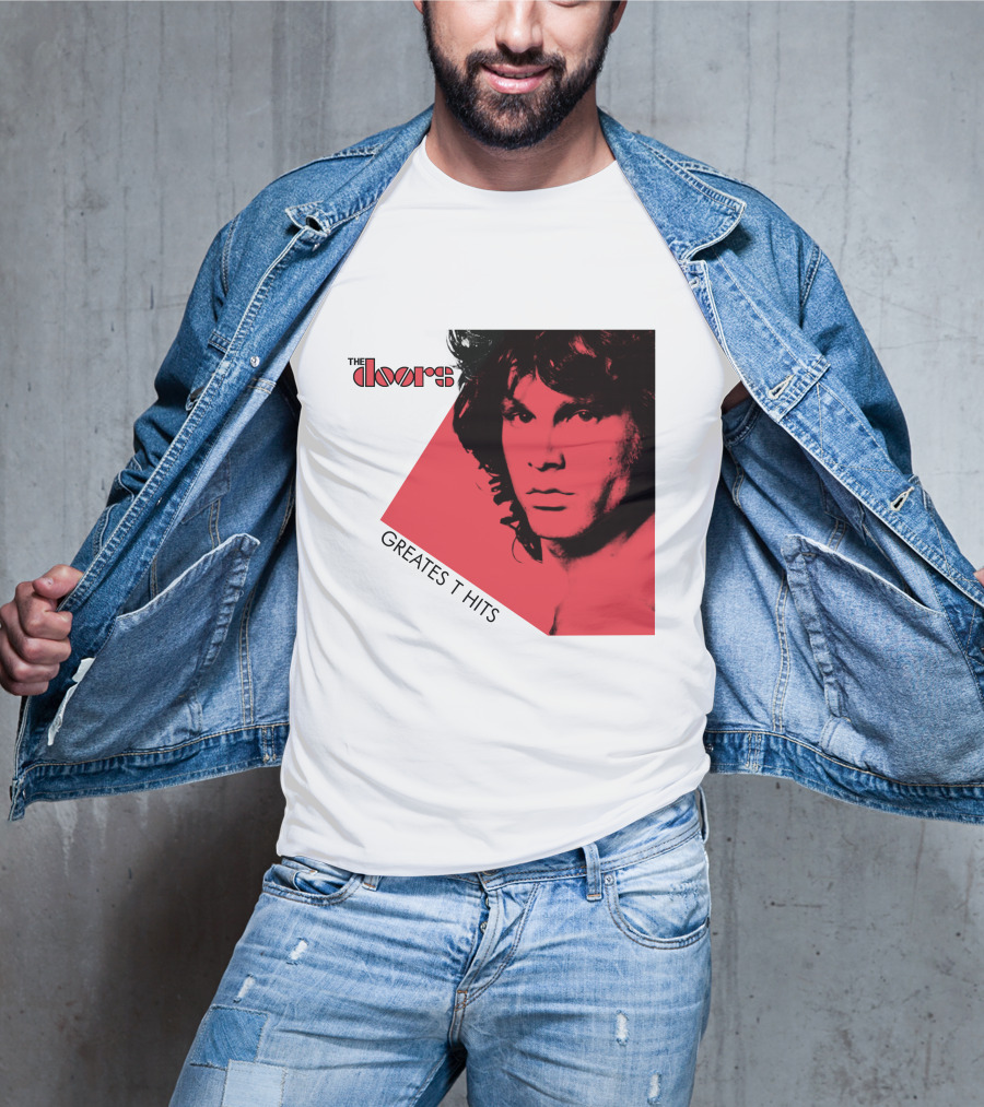 The Doors Greatest Hits Jim Morrison Red And Black T-Shirt
