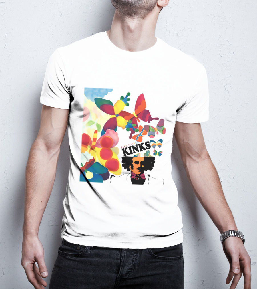 Kinks Face To Face 60S Psychedelic Butterfly Album Cover T-Shirt