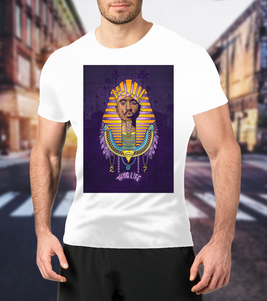 Tupac Pharaoh Thug Life Egyptian Style 27 Palms T-Shirt