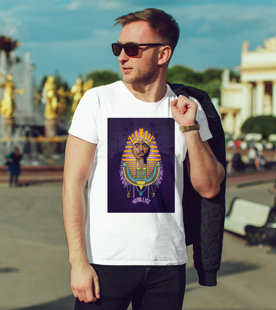 Tupac Pharaoh Thug Life Egyptian Style 27 Palms T-Shirt