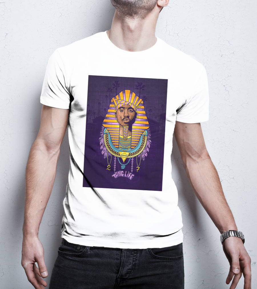 Tupac Pharaoh Thug Life Egyptian Style 27 Palms T-Shirt