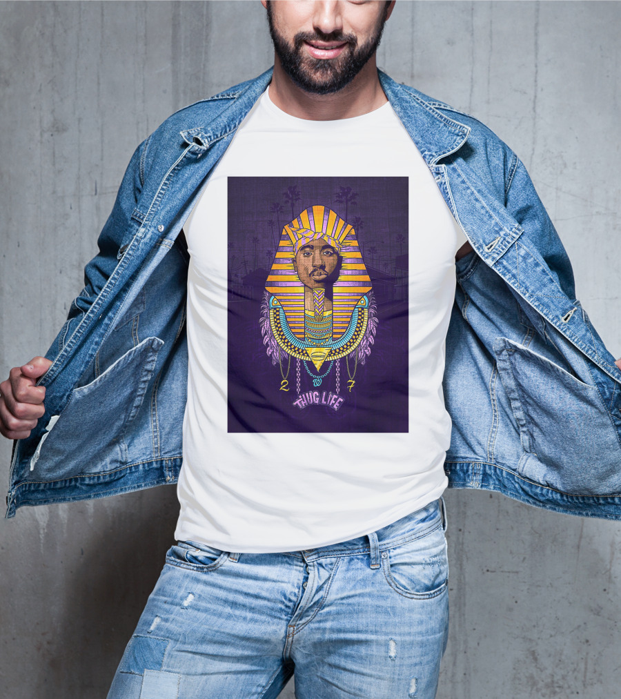 Tupac Pharaoh Thug Life Egyptian Style 27 Palms T-Shirt