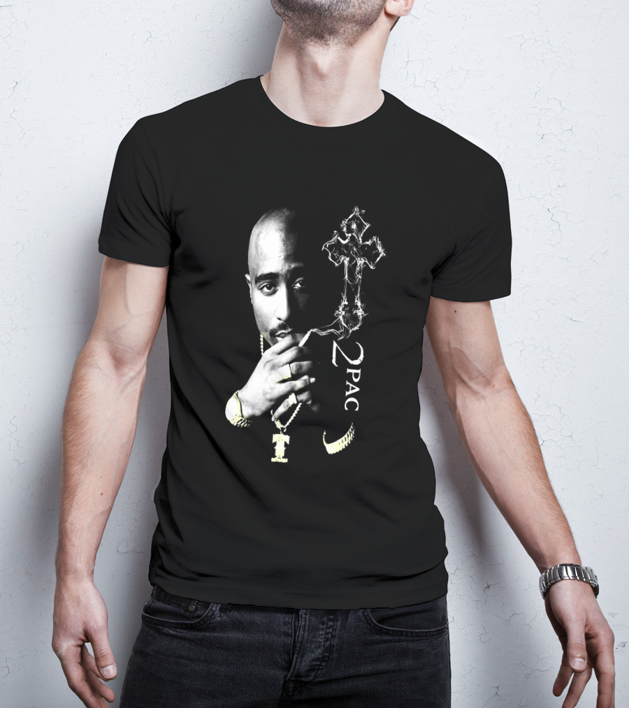 2Pac Portrait Tpsk 18 With Cross T-Shirt