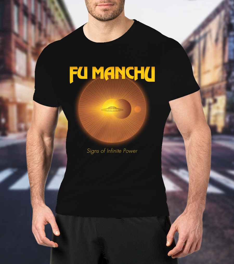 Fu Manchu Signs Of Infinite Power Ufo Solar Eclipse Rings T-Shirt