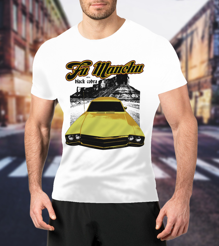 Fu Manchu With Black Cobra Desert Car Scene T-Shirt