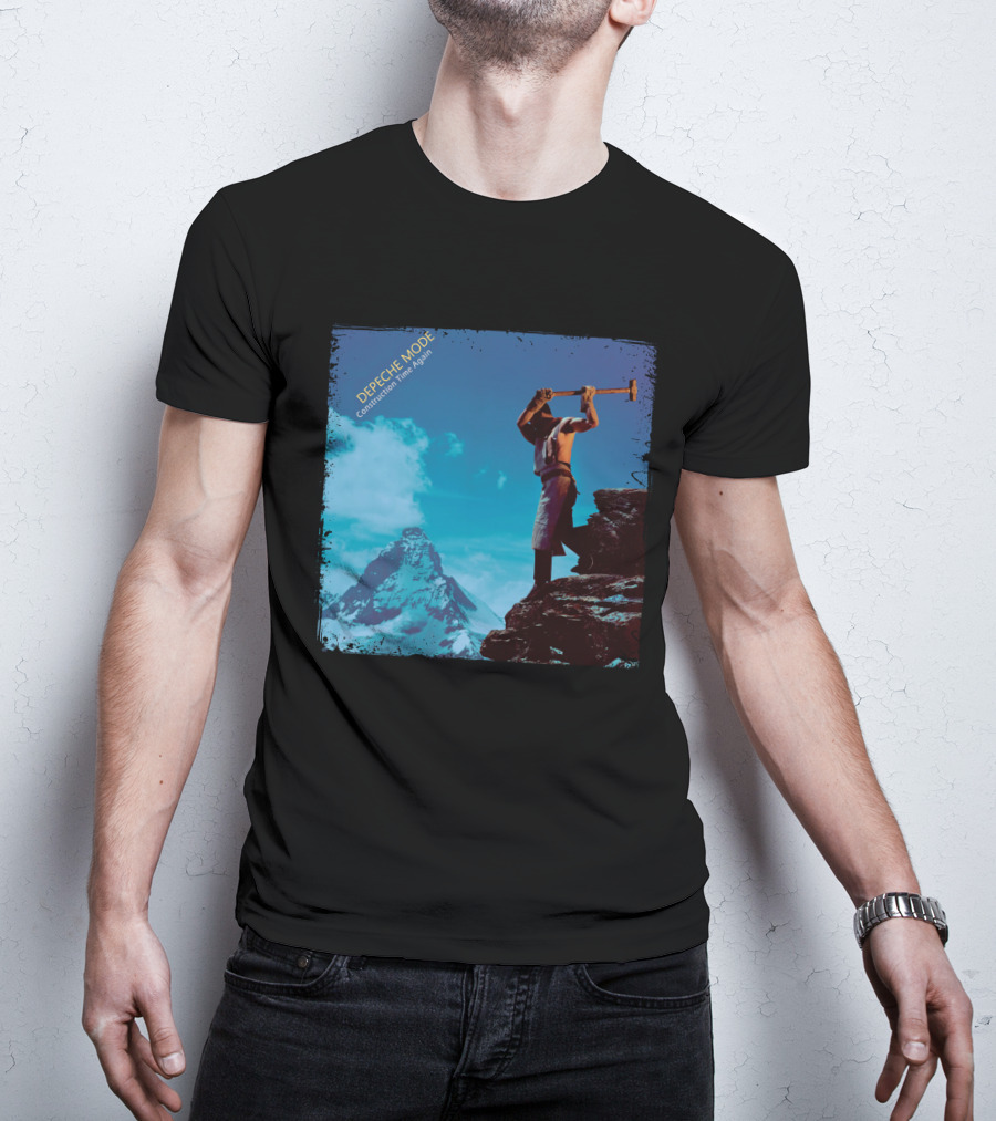 DEPECHE MODE Construction Time Again Worker On Mountain Rugged Skyline T-Shirt
