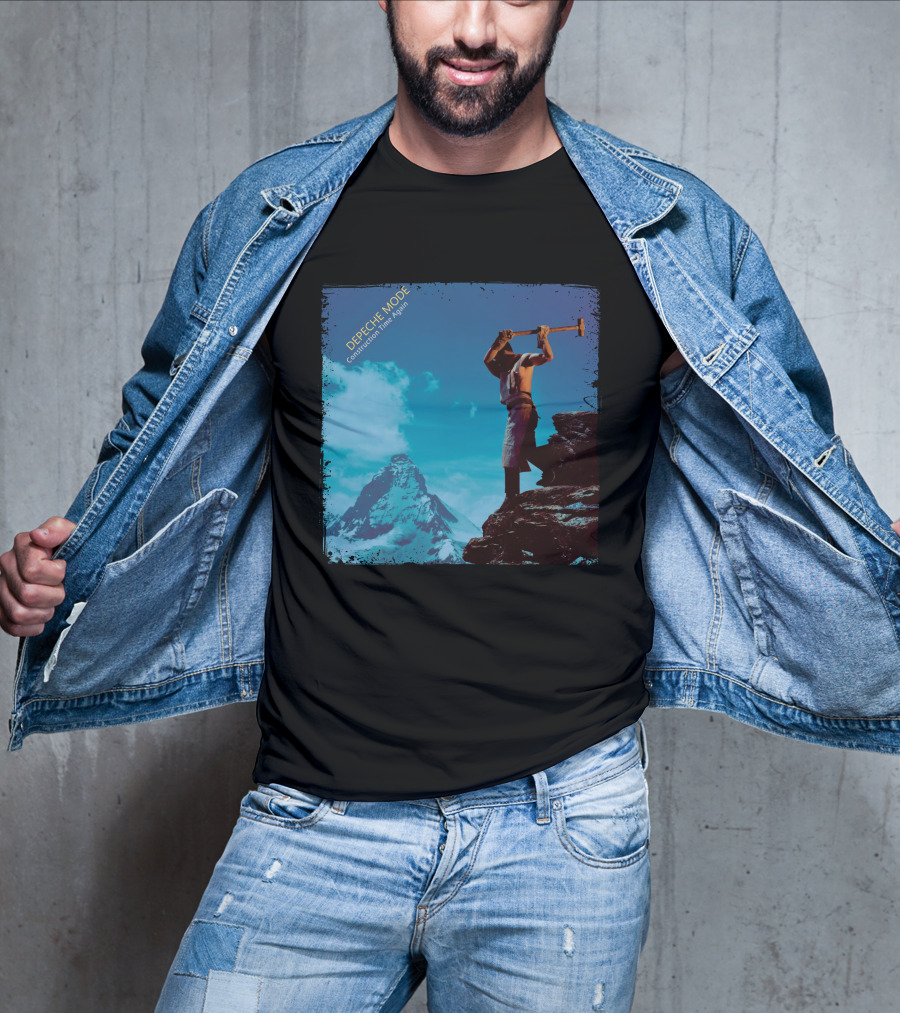 DEPECHE MODE Construction Time Again Worker On Mountain Rugged Skyline T-Shirt