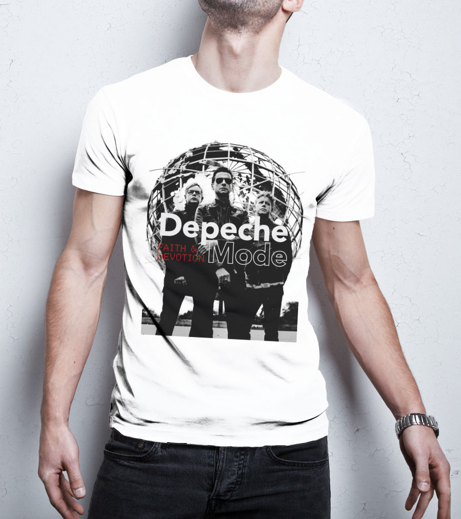 Depeche Mode Faith And Devotion Iconic Band Members In Front Of Unisphere T-Shirt
