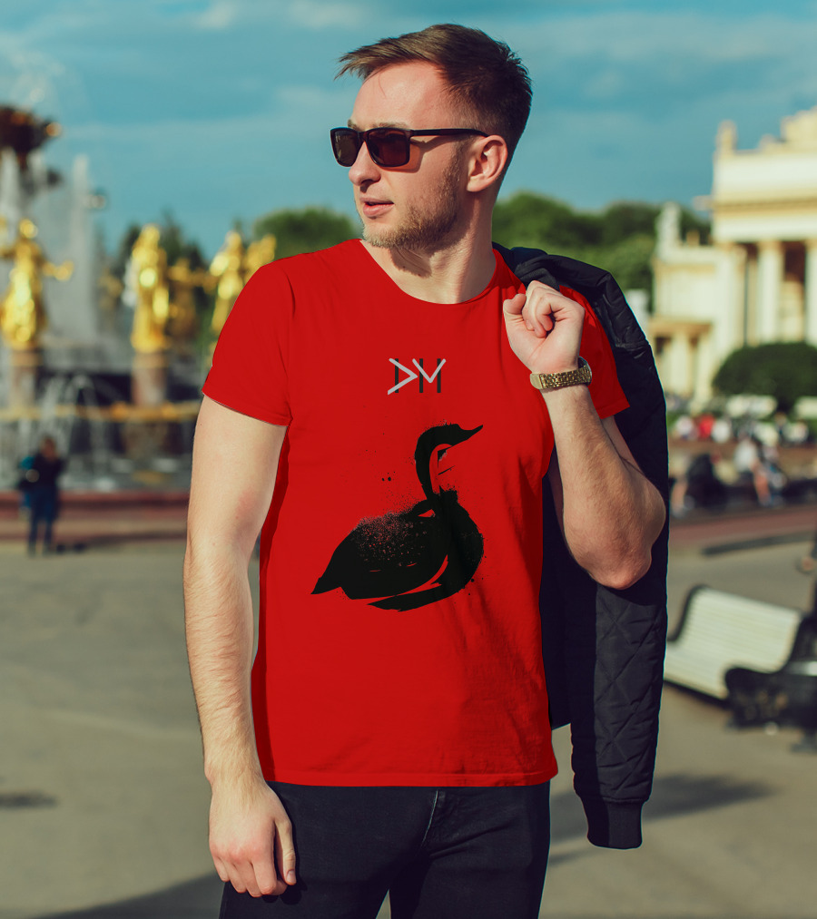 Dpm Swan Graphic On Red T-Shirt