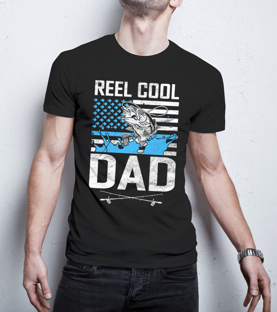 Reel Cool Dad American Flag Fish T-Shirt