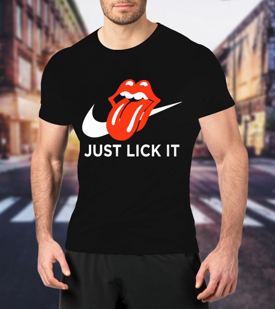 Rolling Lips Logo Just Lick It Swoosh T-Shirt