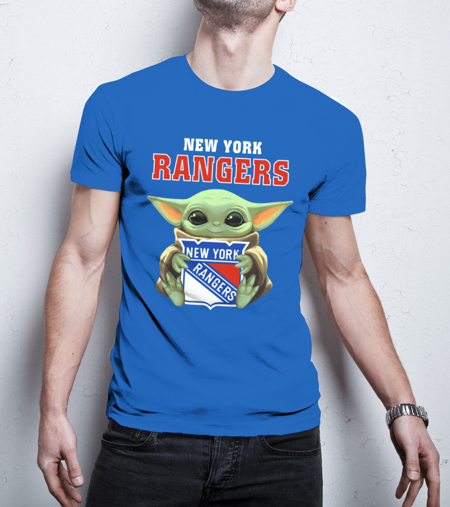 New York Rangers Baby Yoda Holding Team T-Shirt