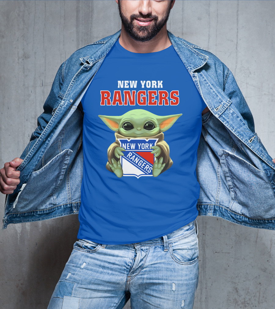 New York Rangers Baby Yoda Holding Team T-Shirt