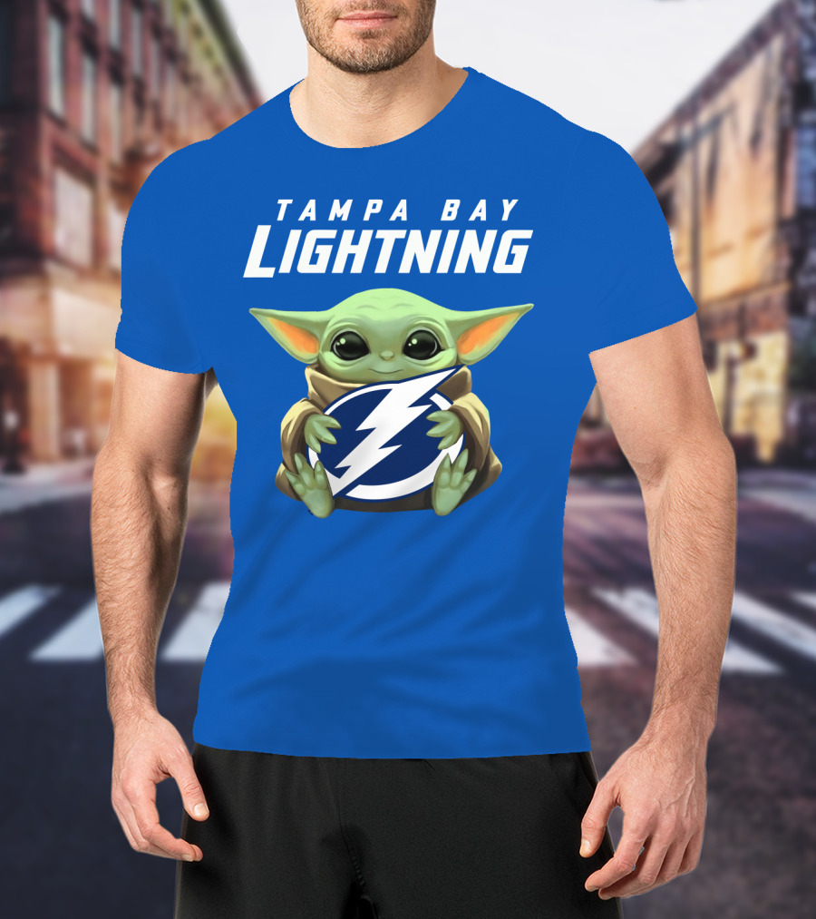 Tampa Bay Lightning Baby Yoda Holding T-Shirt