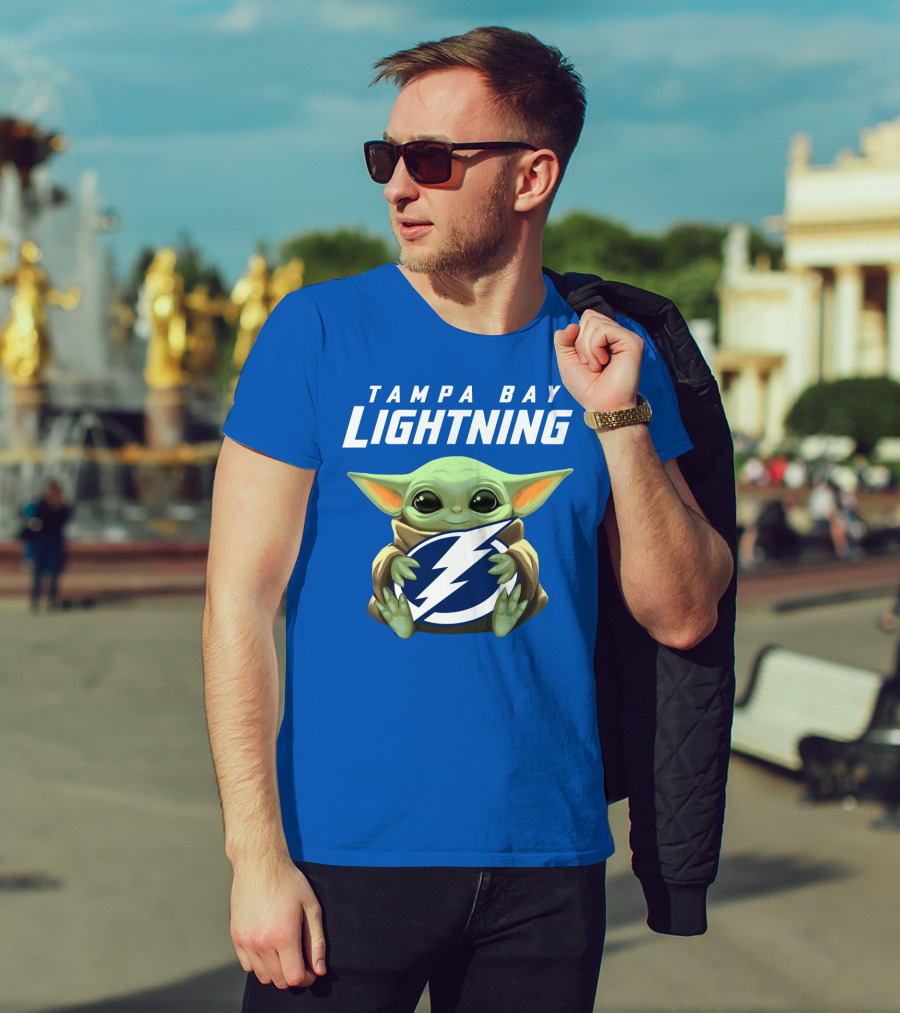 Tampa Bay Lightning Baby Yoda Holding T-Shirt