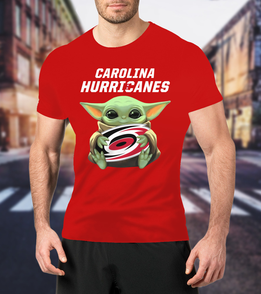 Carolina Hurricanes Baby Yoda Holding T-Shirt