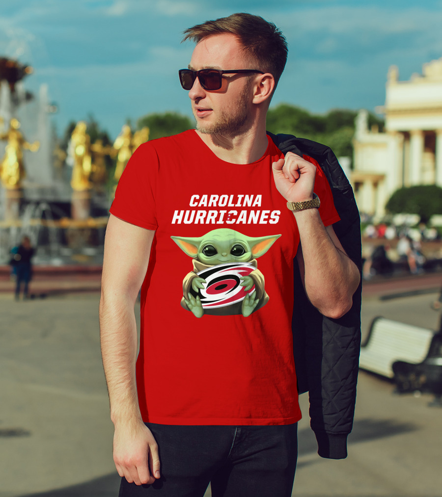 Carolina Hurricanes Baby Yoda Holding T-Shirt