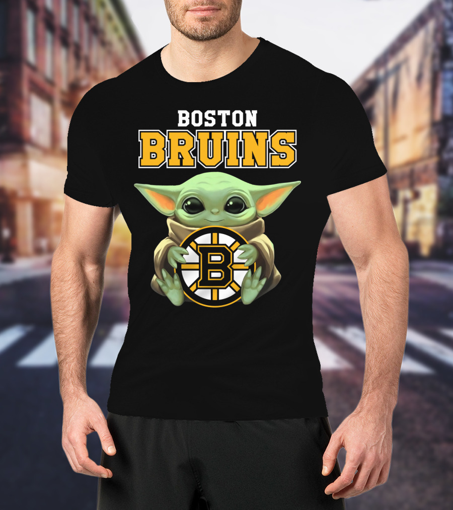 Boston Bruins Baby Yoda Holding T-Shirt