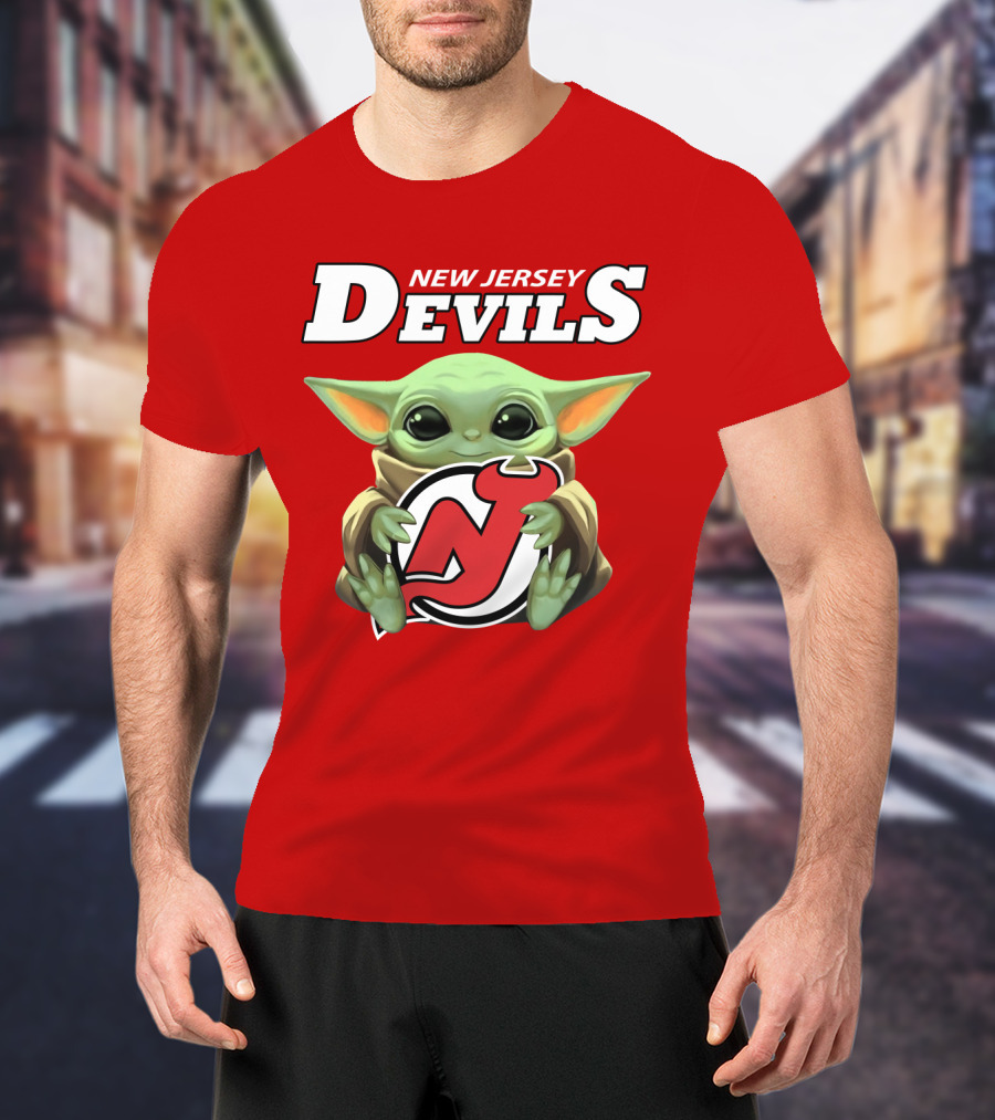 New Jersey Devils Baby Yoda Hockey Fan T-Shirt