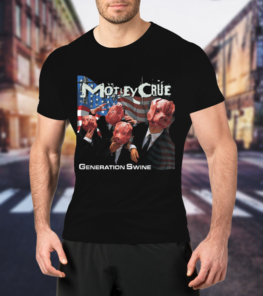 Motley Crue Generation Swine American Flag Pig Masks T-Shirt