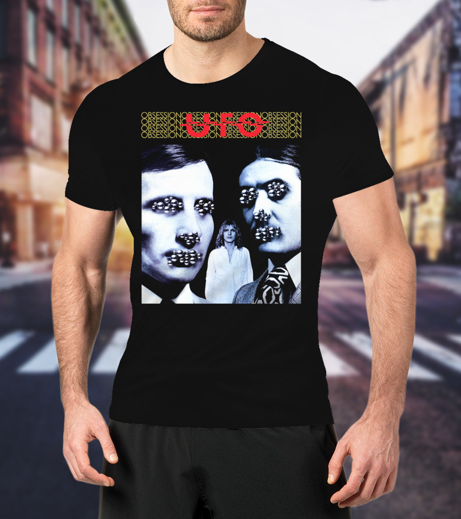 UFO Obsession Faces With Metallic Beads T-Shirt