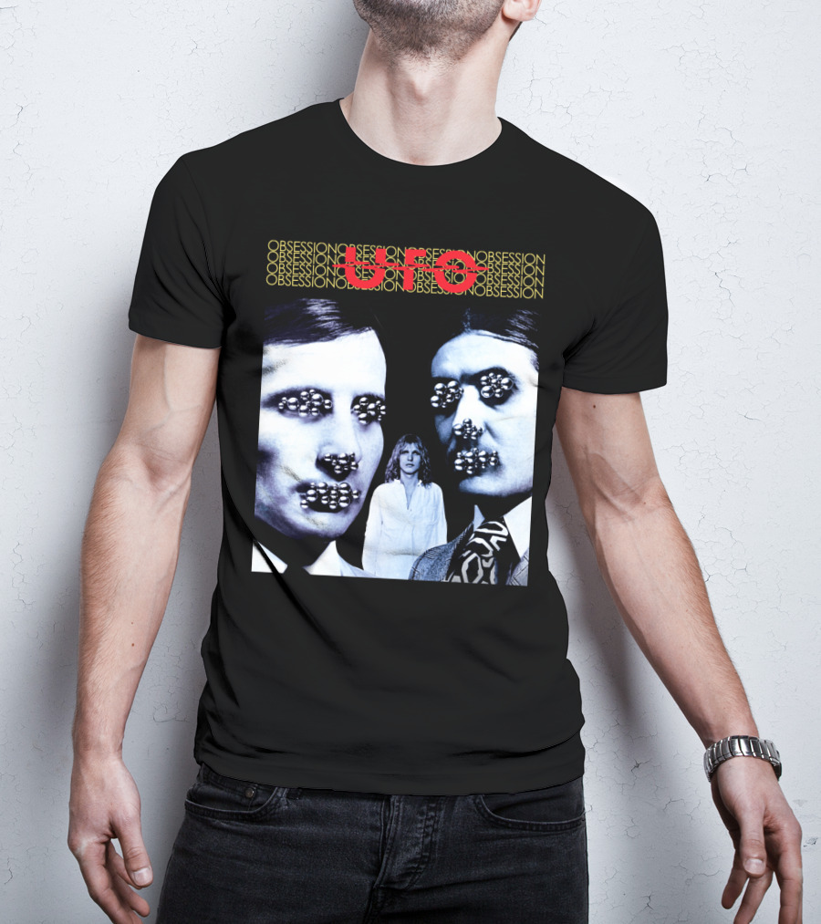 UFO Obsession Faces With Metallic Beads T-Shirt