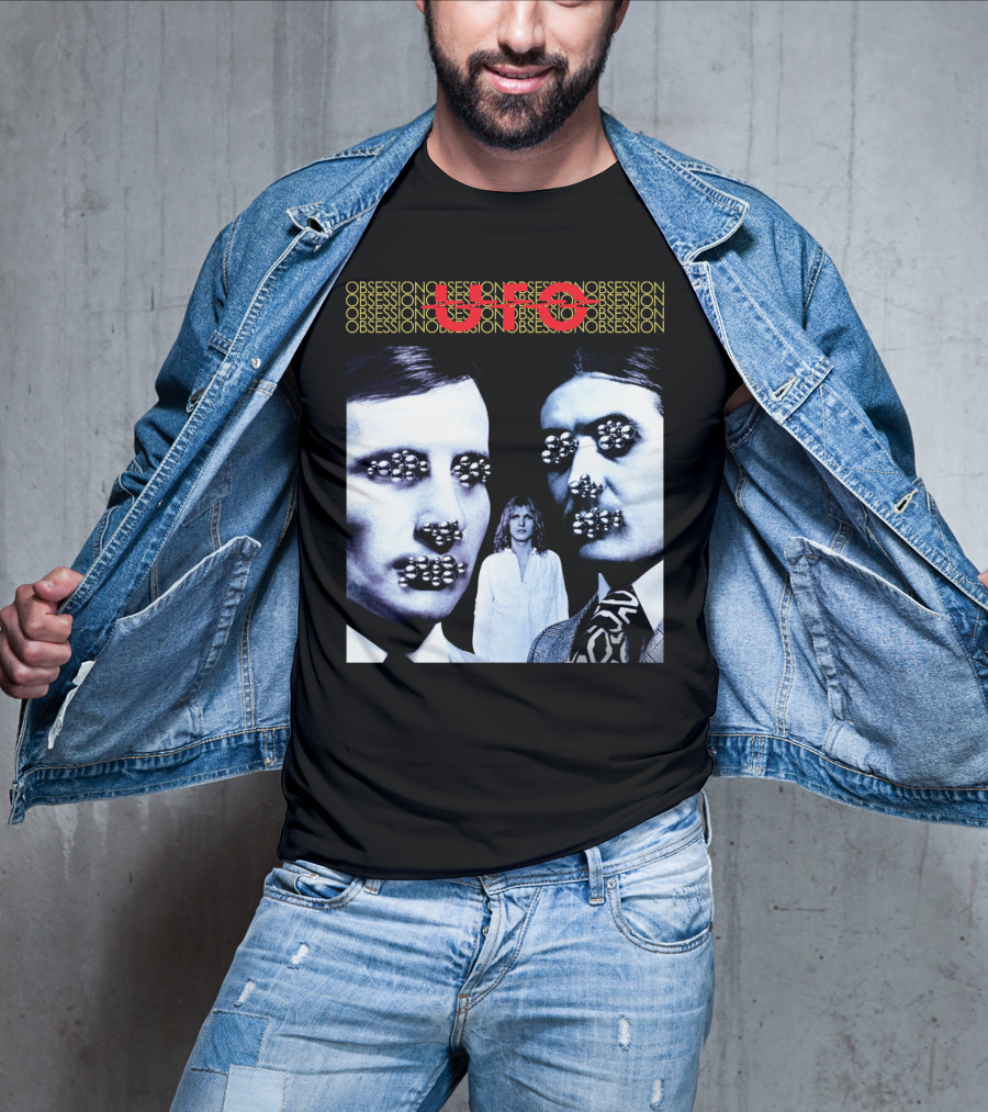 UFO Obsession Faces With Metallic Beads T-Shirt