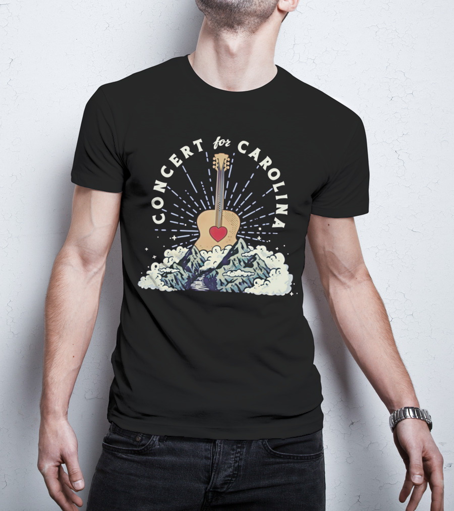 Concert For Carolina Guitar Heart Mountains T-Shirt