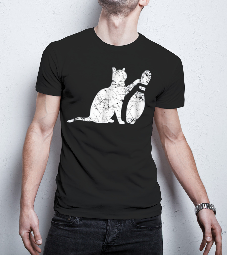 Ornery Alley Cat Tipping Bowling Pin Vintage T-Shirt