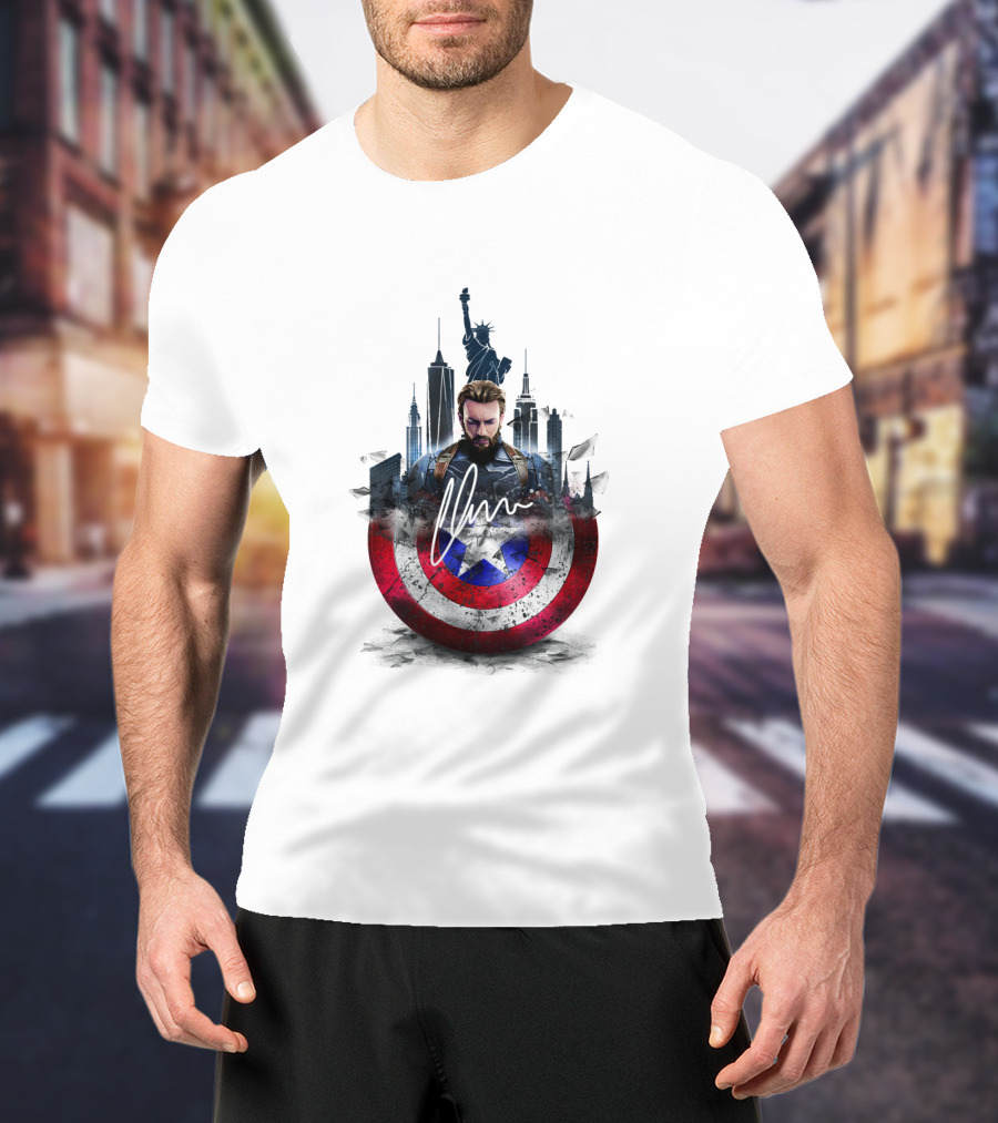 Captain America Shield New York City Skyline Heroic T-Shirt