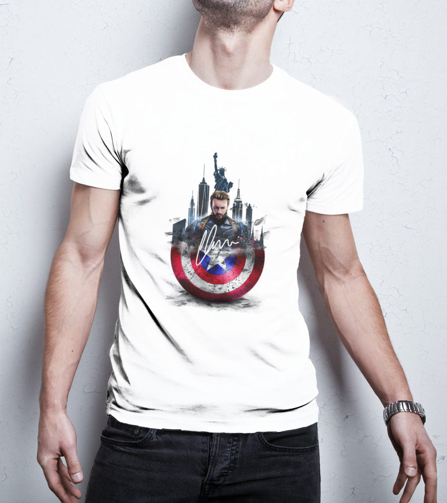 Captain America Shield New York City Skyline Heroic T-Shirt
