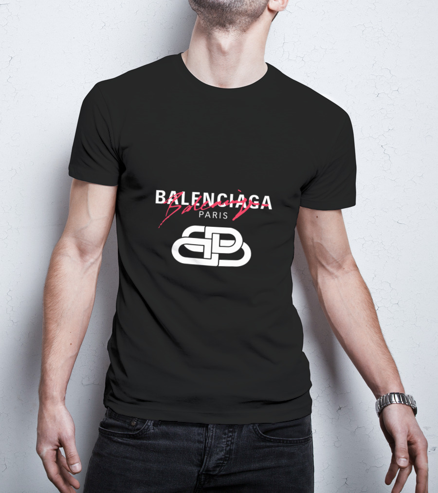 Balenciaga Paris Logo With Red Scribble Stripe T-Shirt