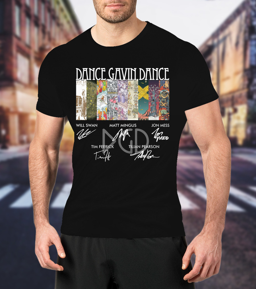 Dance Gavin Dance Signed Art Collage Will Swan Matt Mingus Jon Mess Tim Feerick Tilian Pearson T-Shirt
