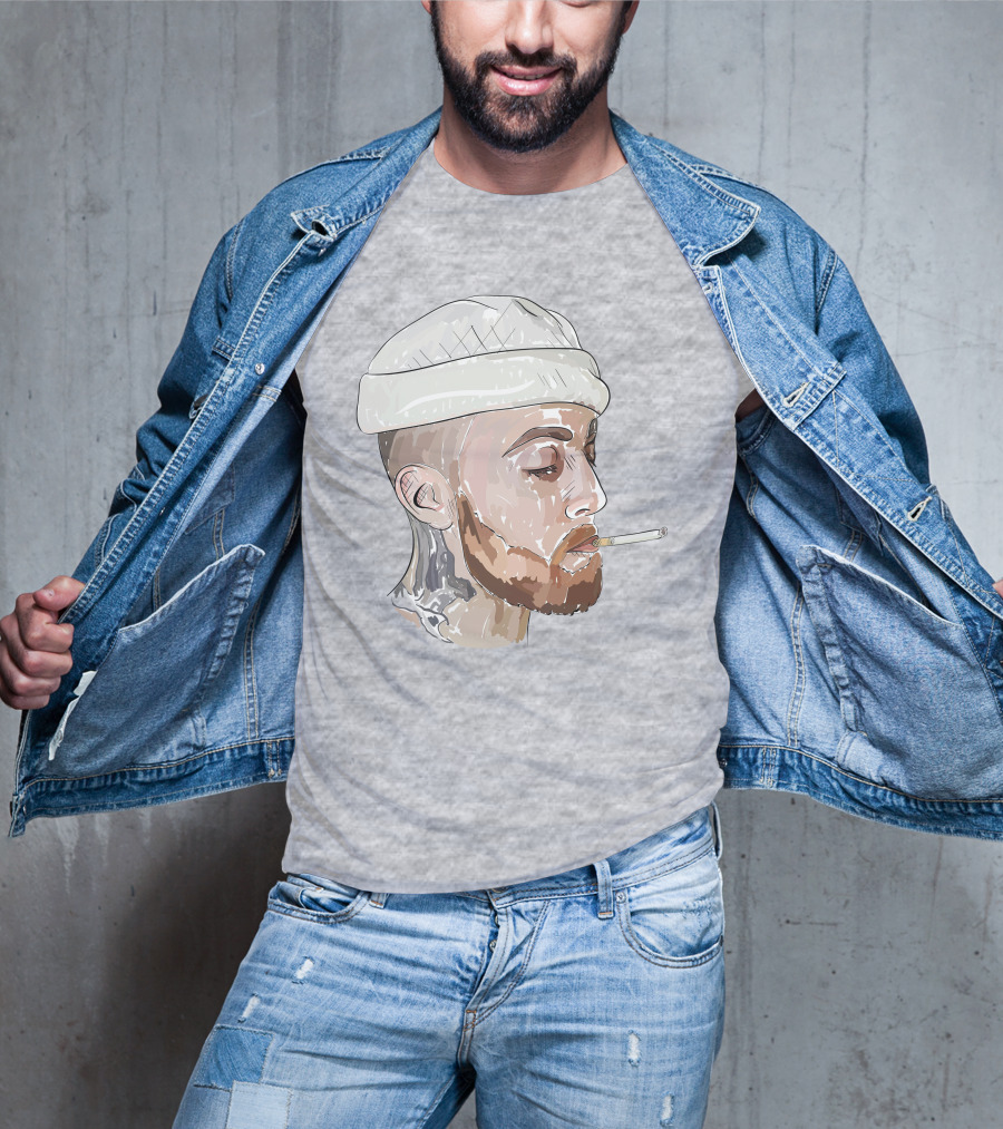 Graphic Beanie Skull Smoking T-Shirt