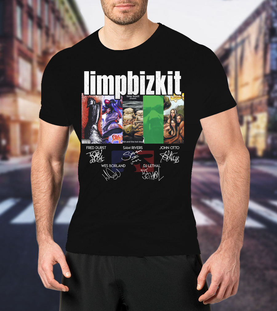 Limp Bizkit Significant Other And Chocolate Starfish Album Art With Fred Durst Sam Rivers John Otto Wes Borland Dj Lethal Signatures T-Shirt