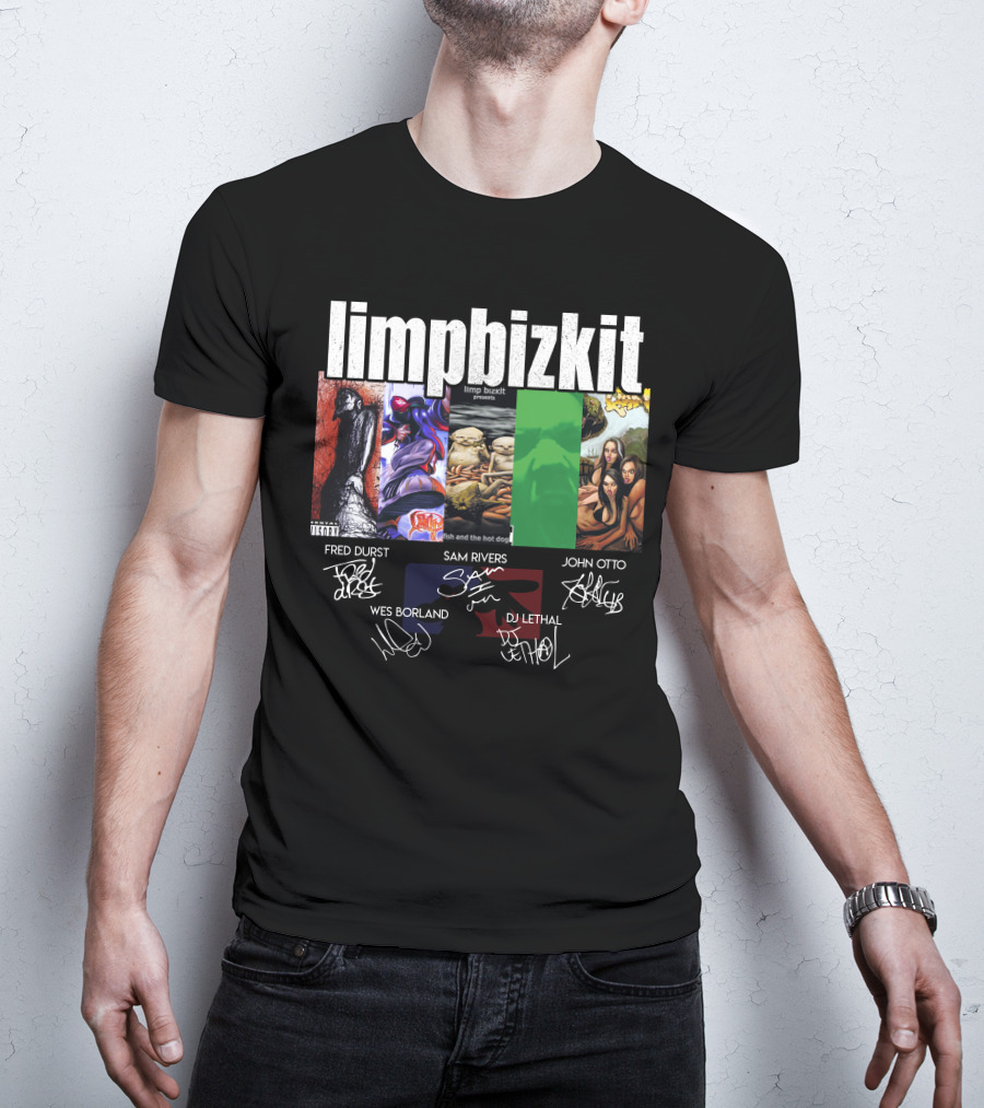 Limp Bizkit Significant Other And Chocolate Starfish Album Art With Fred Durst Sam Rivers John Otto Wes Borland Dj Lethal Signatures T-Shirt