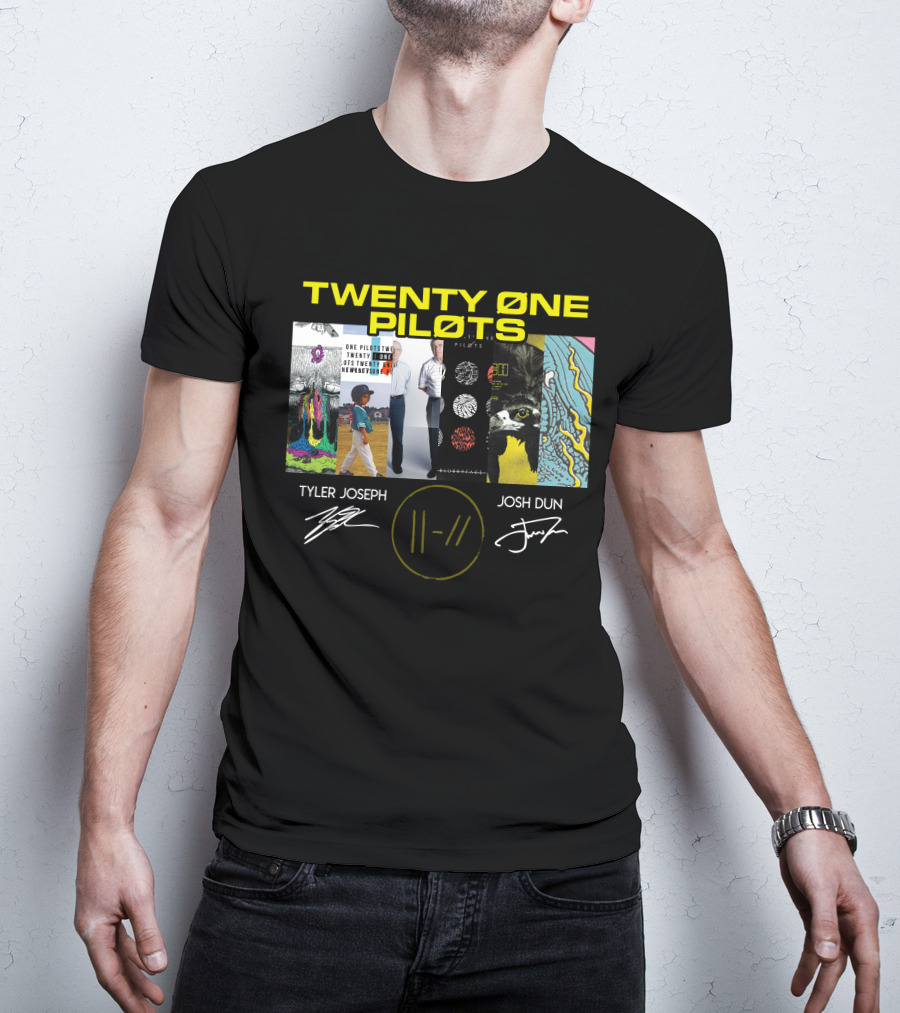 Twenty Øne Piløts Album Art And Signatures Tyler Joseph Josh Dun T-Shirt