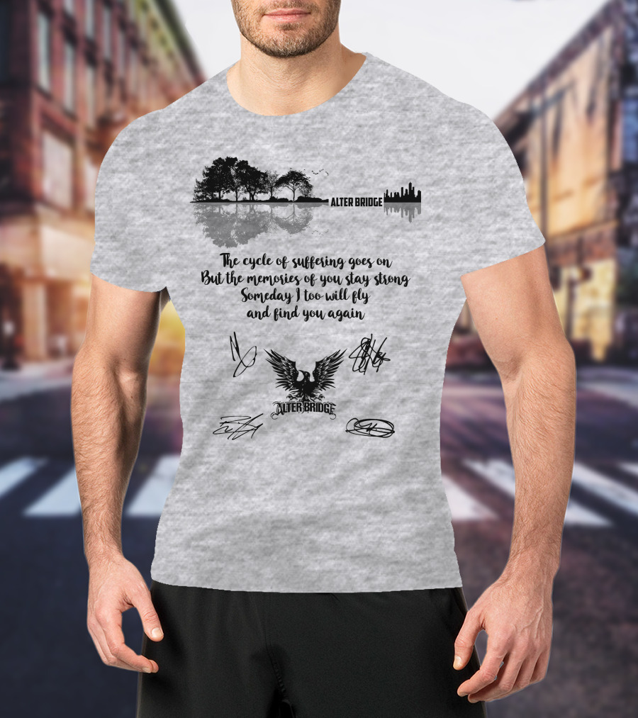 Alter Bridge Cycle Of Suffering Reflection Skyline Eagle Signatures T-Shirt