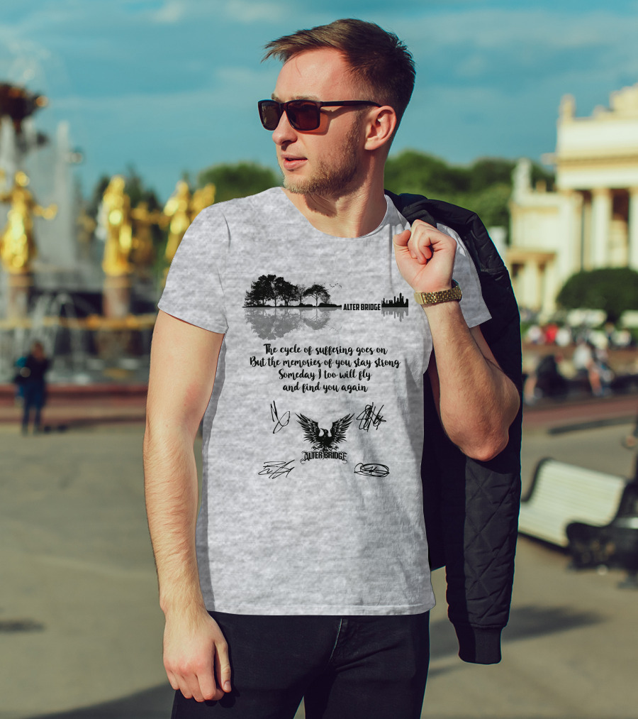 Alter Bridge Cycle Of Suffering Reflection Skyline Eagle Signatures T-Shirt
