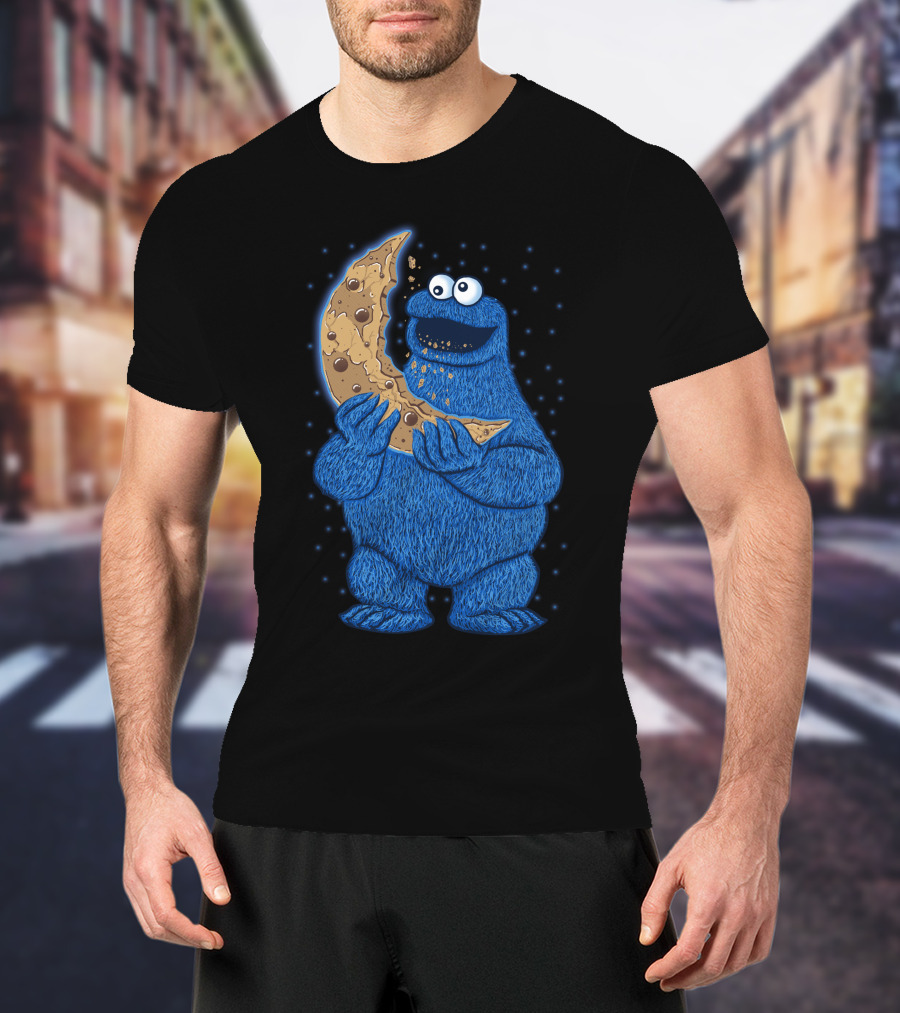 Cookie Monster Eating Moon Cookie T-Shirt