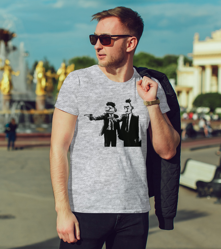 Pulp Fiction Style Characters On Yellow T-Shirt